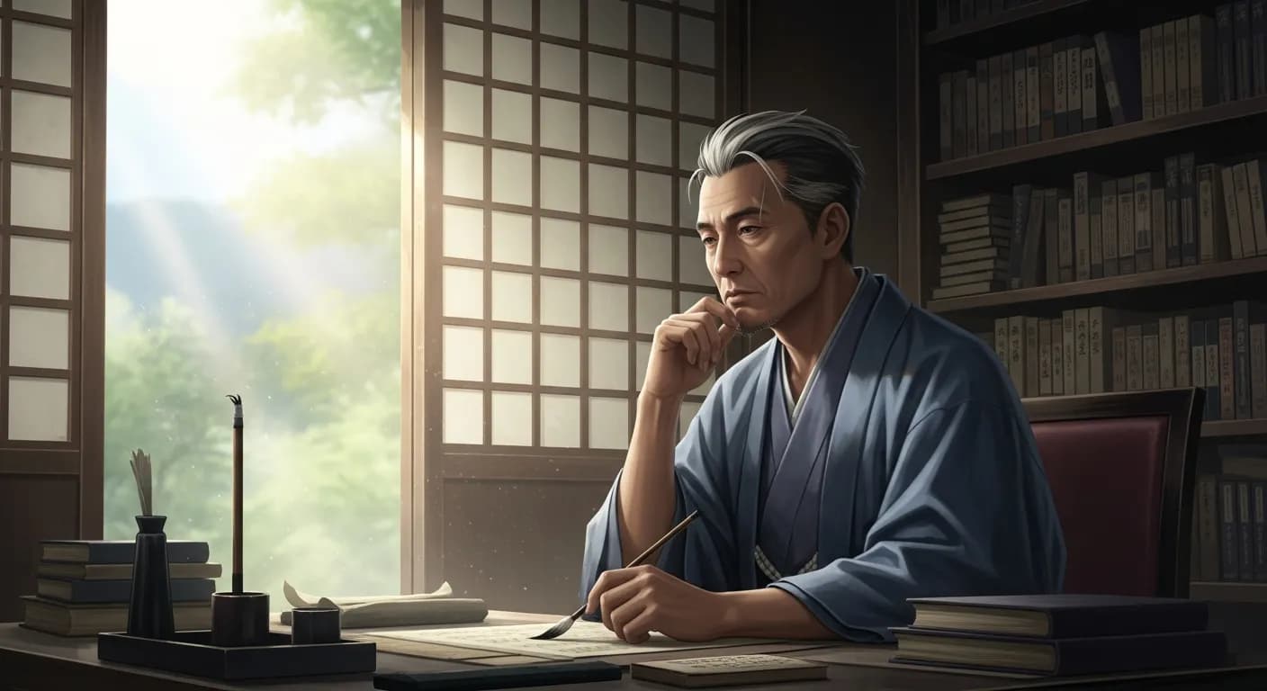 「山岡鉄舟」「一国を治めるものは、まず手近く自身からしなければならない。
親子兄弟一族の治めがついて、さしつかえがないというに至ったならば、この秘法はたちまちに万機に応じることができる。」の画像