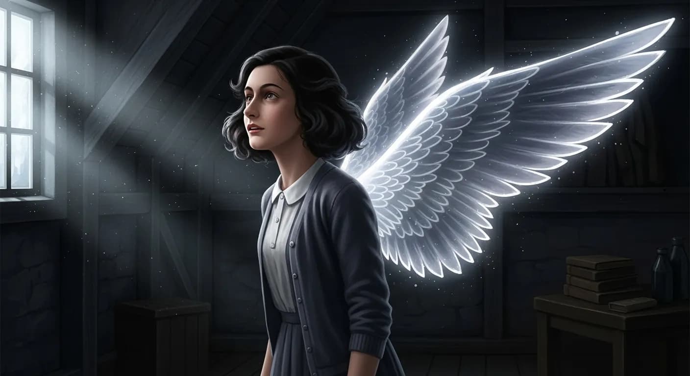 「アンネ・フランク」「私の想像の翼は、閉じ込められても閉じ込められても、はばたき続けるの。」の画像