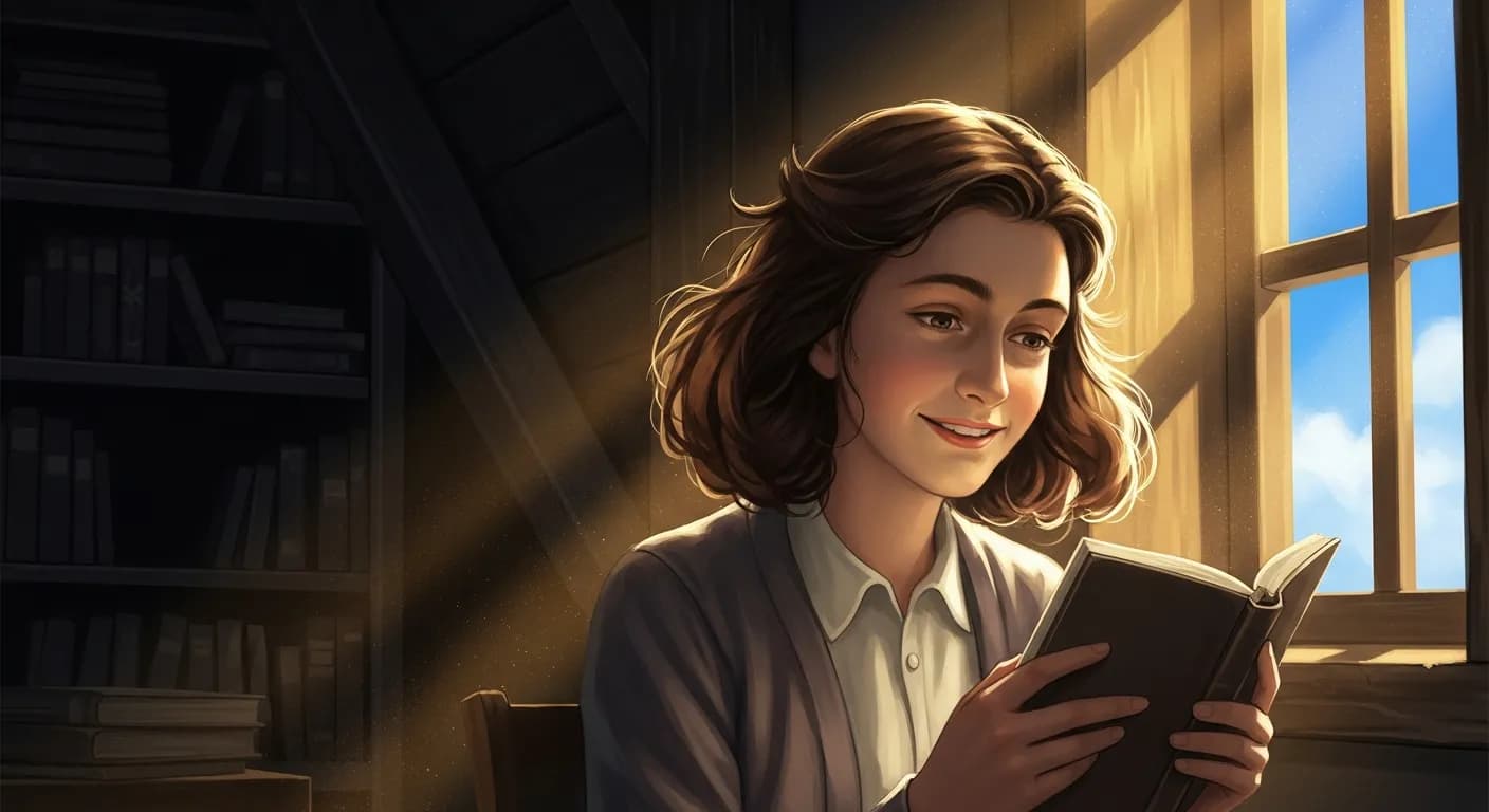 「アンネ・フランク」「幸せな人は誰でも、他の人をも幸せにするでしょう。」の画像