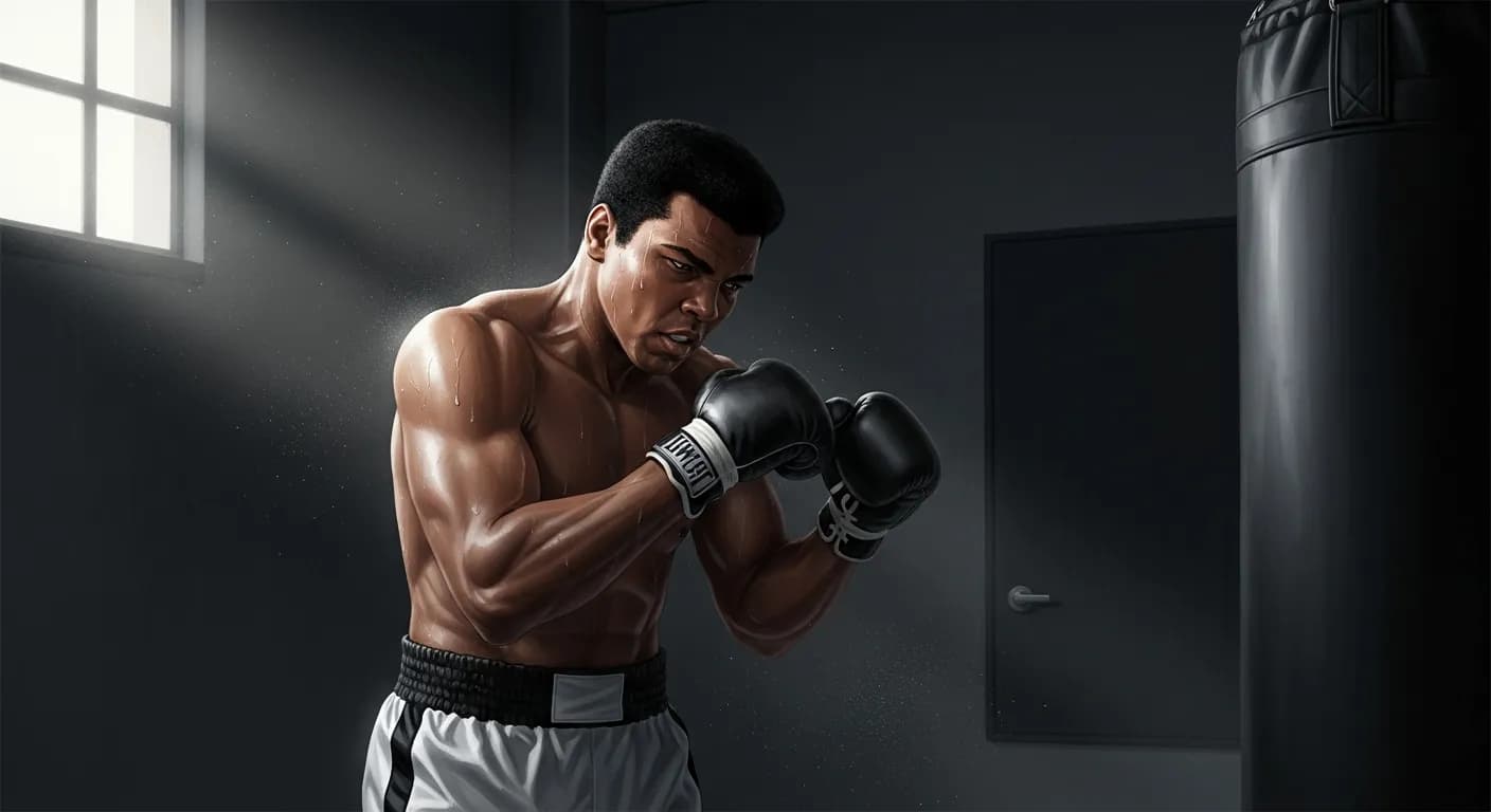 「モハメド・アリ」「俺はトレーニングが大嫌いだった。
でも、自分にこう言い聞かせたんだ。
「絶対にあきらめるな。今は耐えろ。そして残りの人生をチャンピオンとして生きろ」」の画像