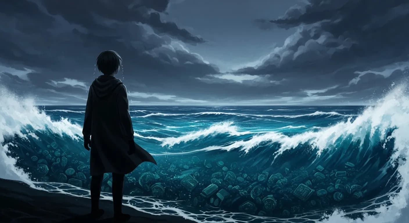 「金は底のない海である。このなかに名誉も良心も心理もみんな投げ込まれる。」の画像