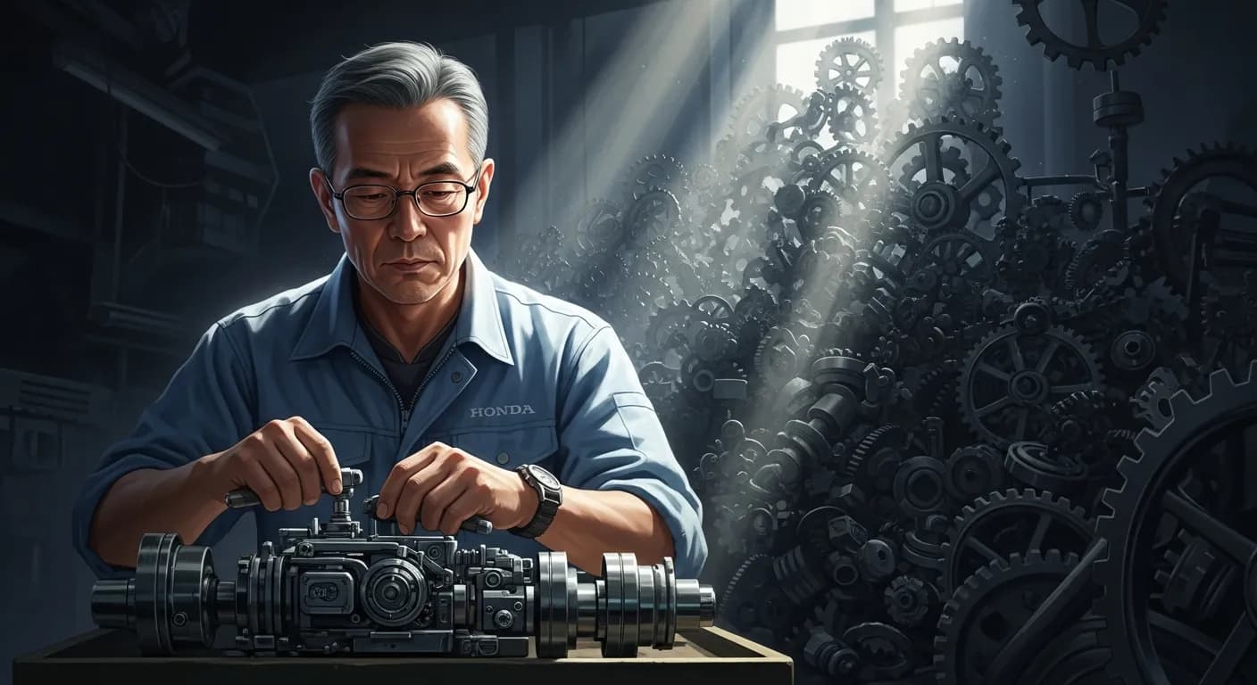 「本田宗一郎」「われわれは最初から苦しむ方向をとったから、あとは楽になった。
真似をして楽をしたものは、その後に苦しむことになる。」の画像