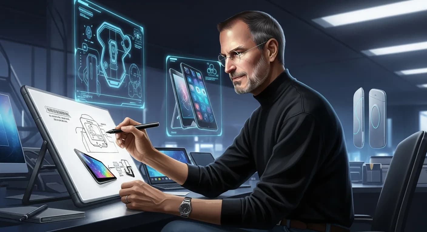 「スティーブ・ジョブズ」「消費者に、何が欲しいかを聞いてそれを与えるだけではいけない。
完成するころには、彼らは新しいものを欲しがるだろう。」の画像